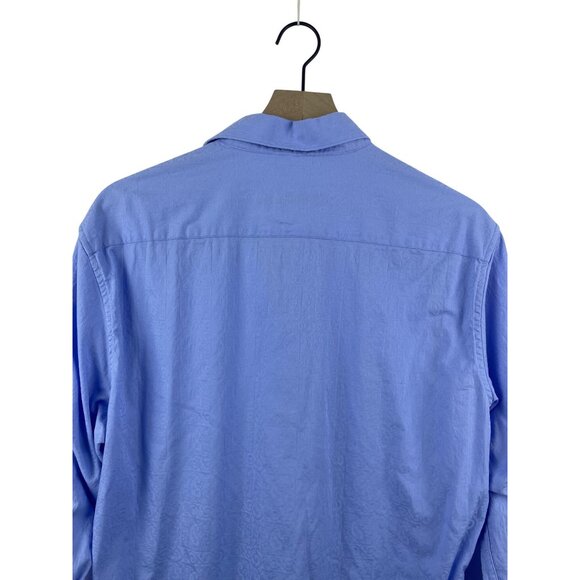 Robert Graham Men's Large Classic Fit Contrast Cuff Button Up Shirt Light Blue - Picture 6 of 8